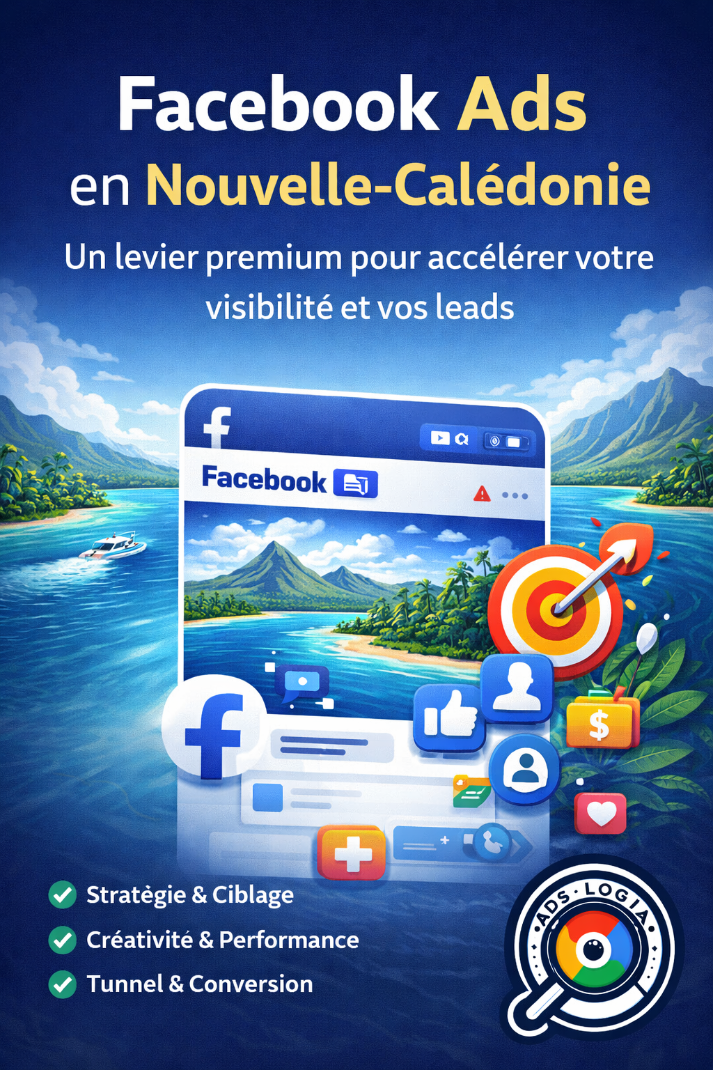 Campagnes Facebook Ads premium en Nouvelle-Calédonie avec Adslogia