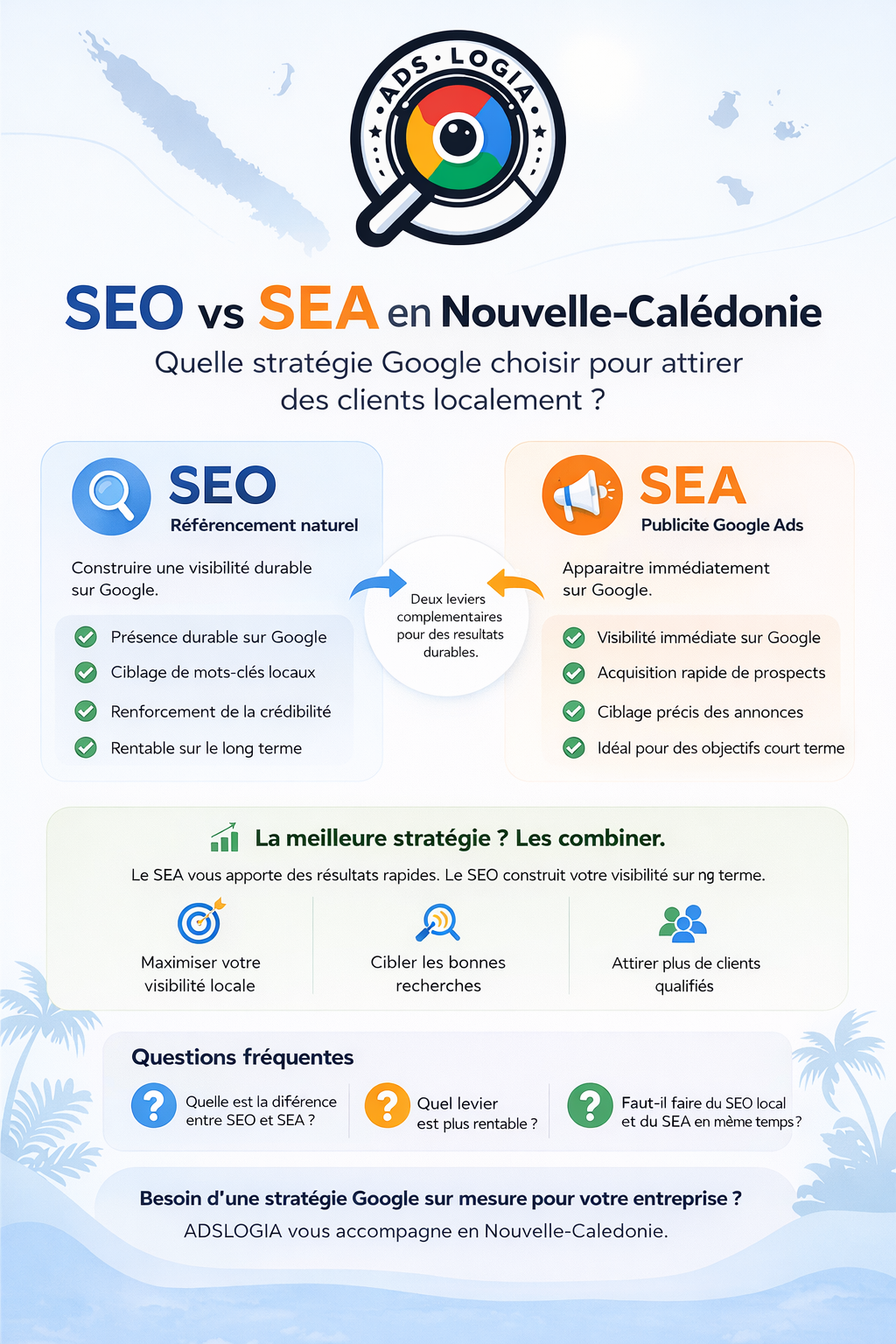 SEO vs SEA en Nouvelle-Calédonie : quelle stratégie Google choisir pour développer son entreprise localement